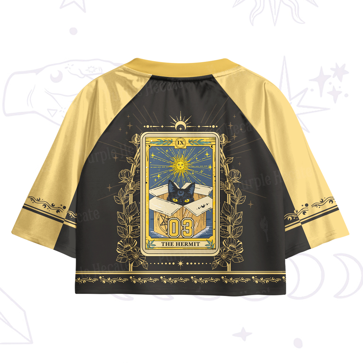Purplehecate The Hermit Cat Tarot Card Crop Jersey Top
