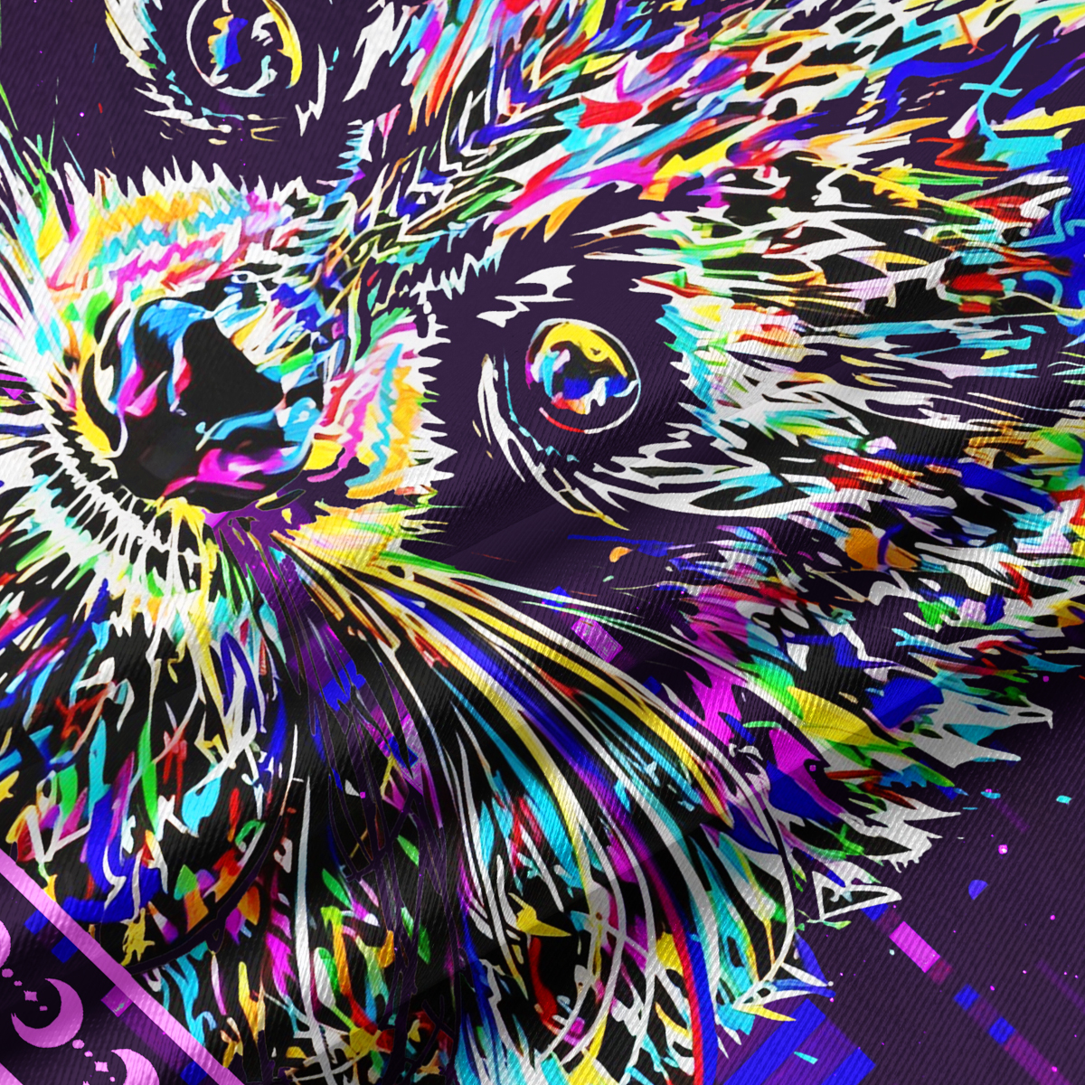 Purplehecate Neon Punk Raccoon Crop Jersey Top