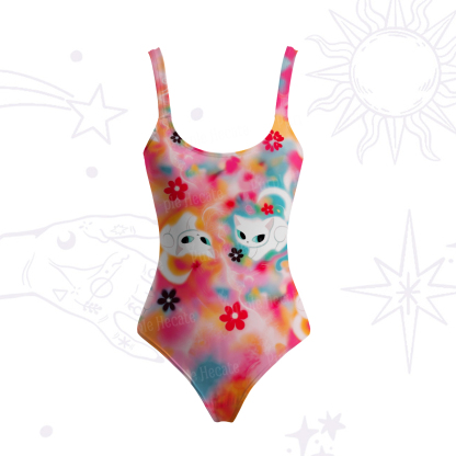 Purplehecate Color Splash Cat Tank One Piece Swimsuit