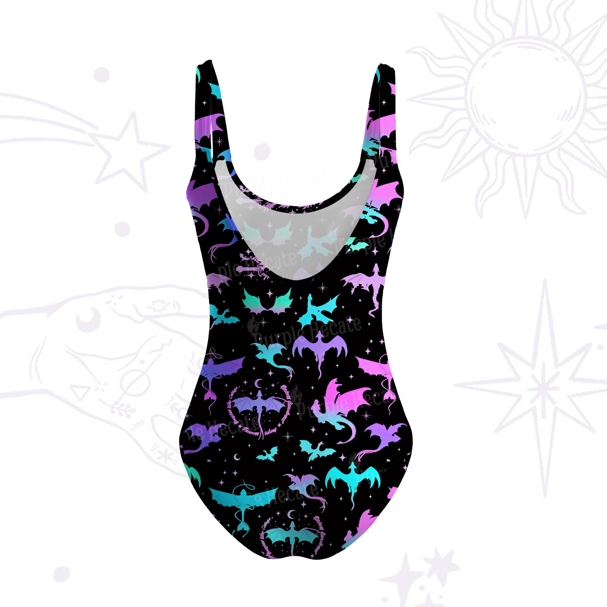 Purplehecate Neon Fantasy Dragon Allover Tank One Piece Swimsuit