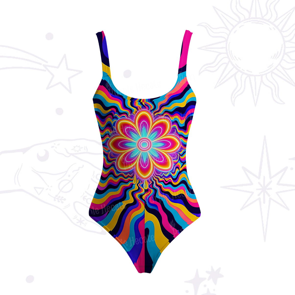 Purplehecate Psychedelic Bloom Tank One Piece Swimsuit