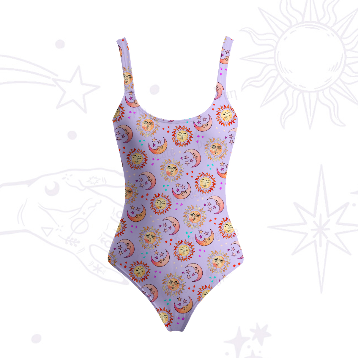 Purplehecate Dancing Suns and Lunar Dreams Tank One Piece Swimsuit