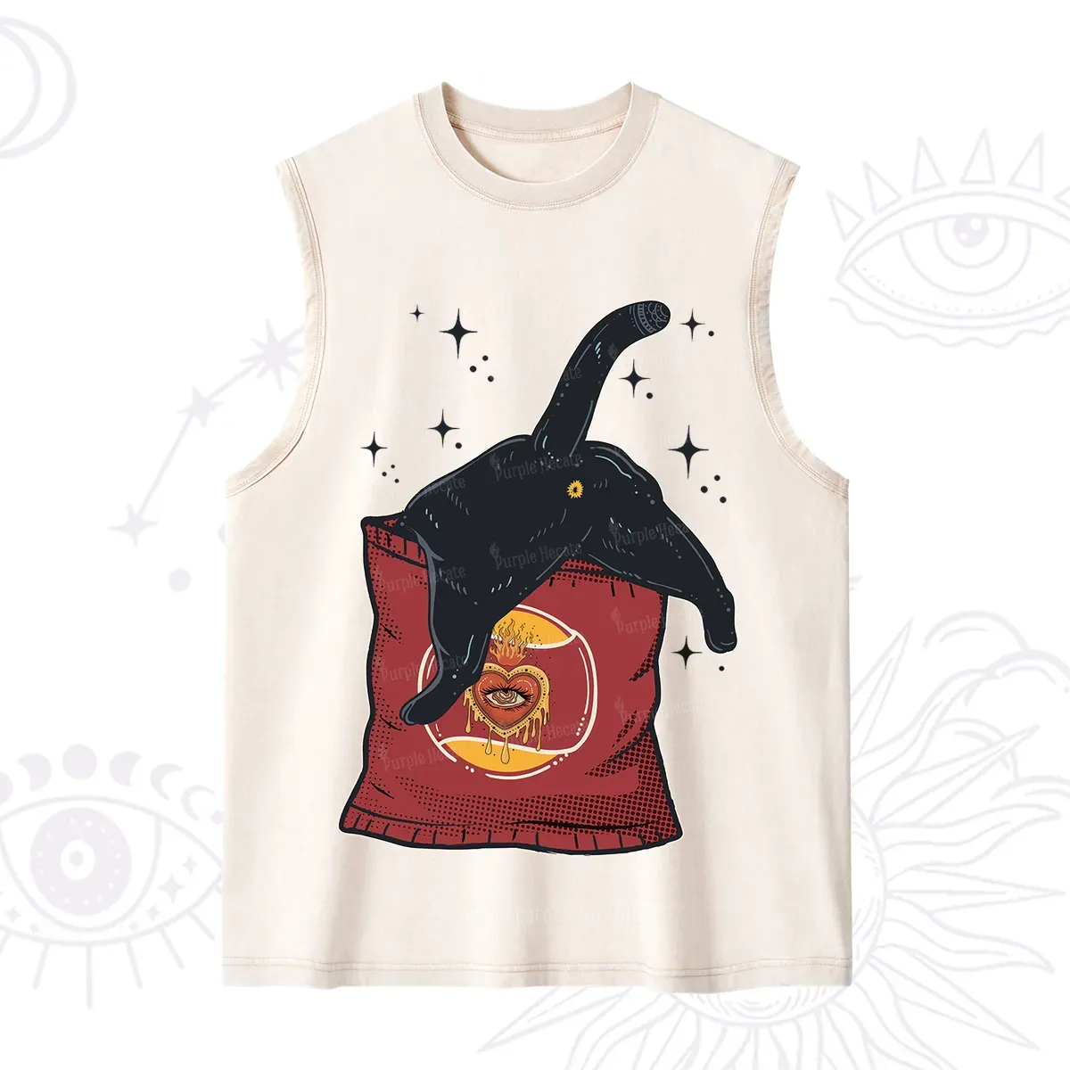 Purplehecate Curious Witch Cat Washed Tank