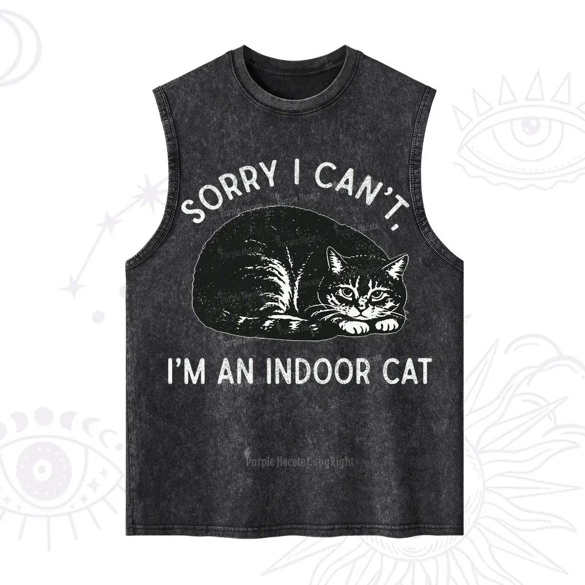 Purplehecate Sorry I Can't I'm an Indoor Cat Washed Tank
