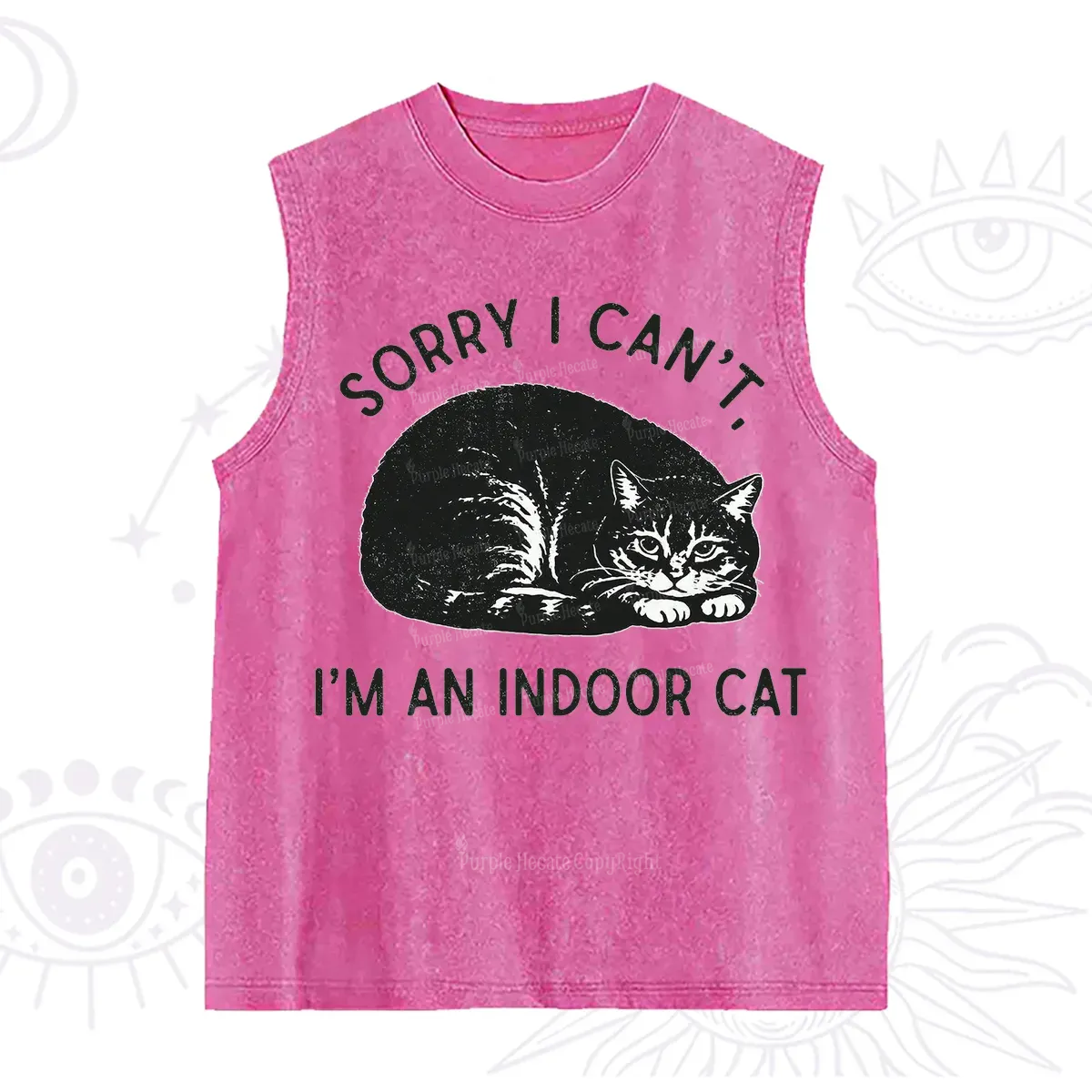 Purplehecate Sorry I Can't I'm an Indoor Cat Washed Tank