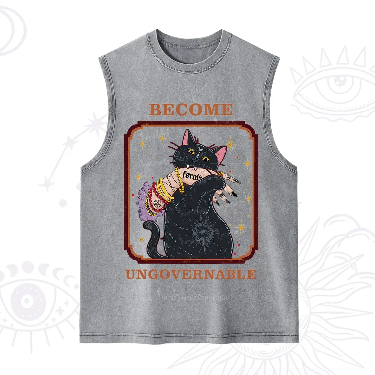 Purplehecate Become Ungovernable Cat Washed Tank