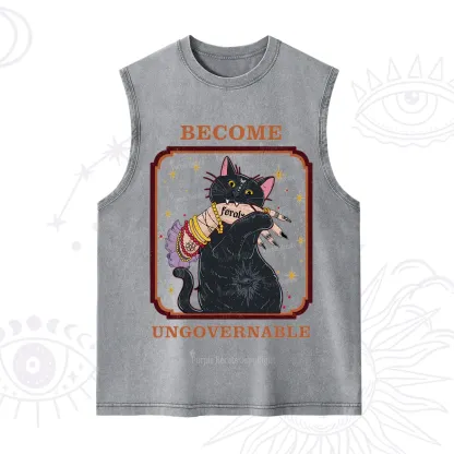 Purplehecate Become Ungovernable Cat Washed Tank