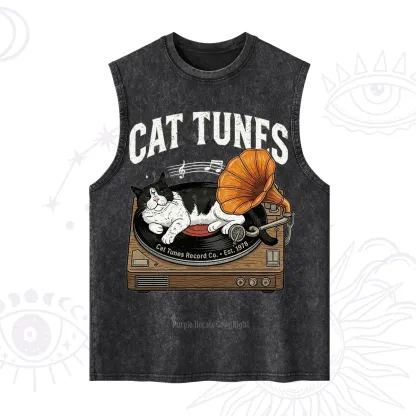 Purplehecate Cat Tunes Washed Tank