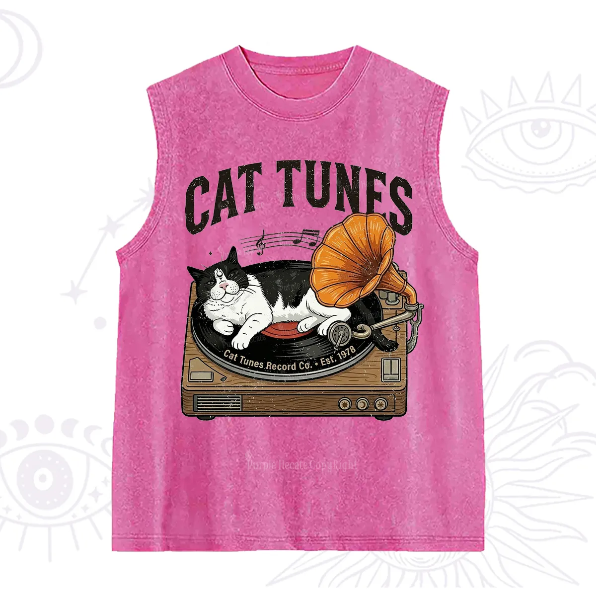 Purplehecate Cat Tunes Washed Tank