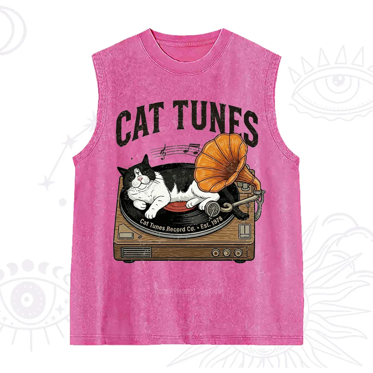 Purplehecate Cat Tunes Washed Tank