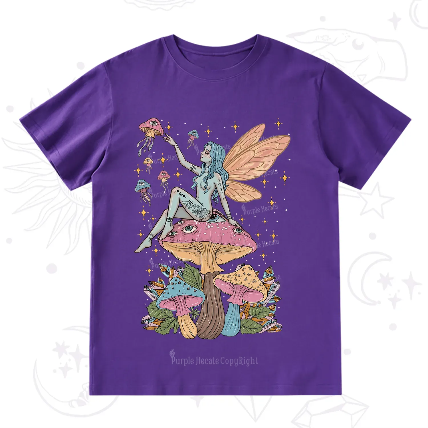 Purplehecate Celestial Fairy on Mushroom T-Shirt