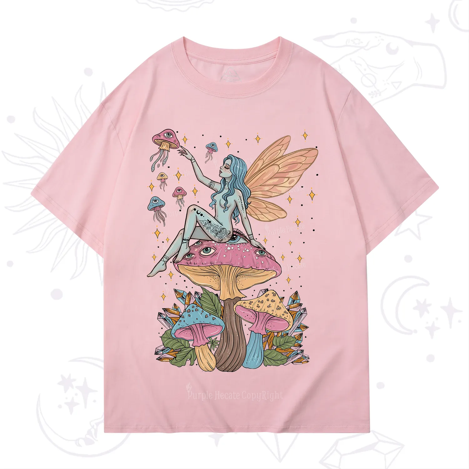 Purplehecate Celestial Fairy on Mushroom T-Shirt