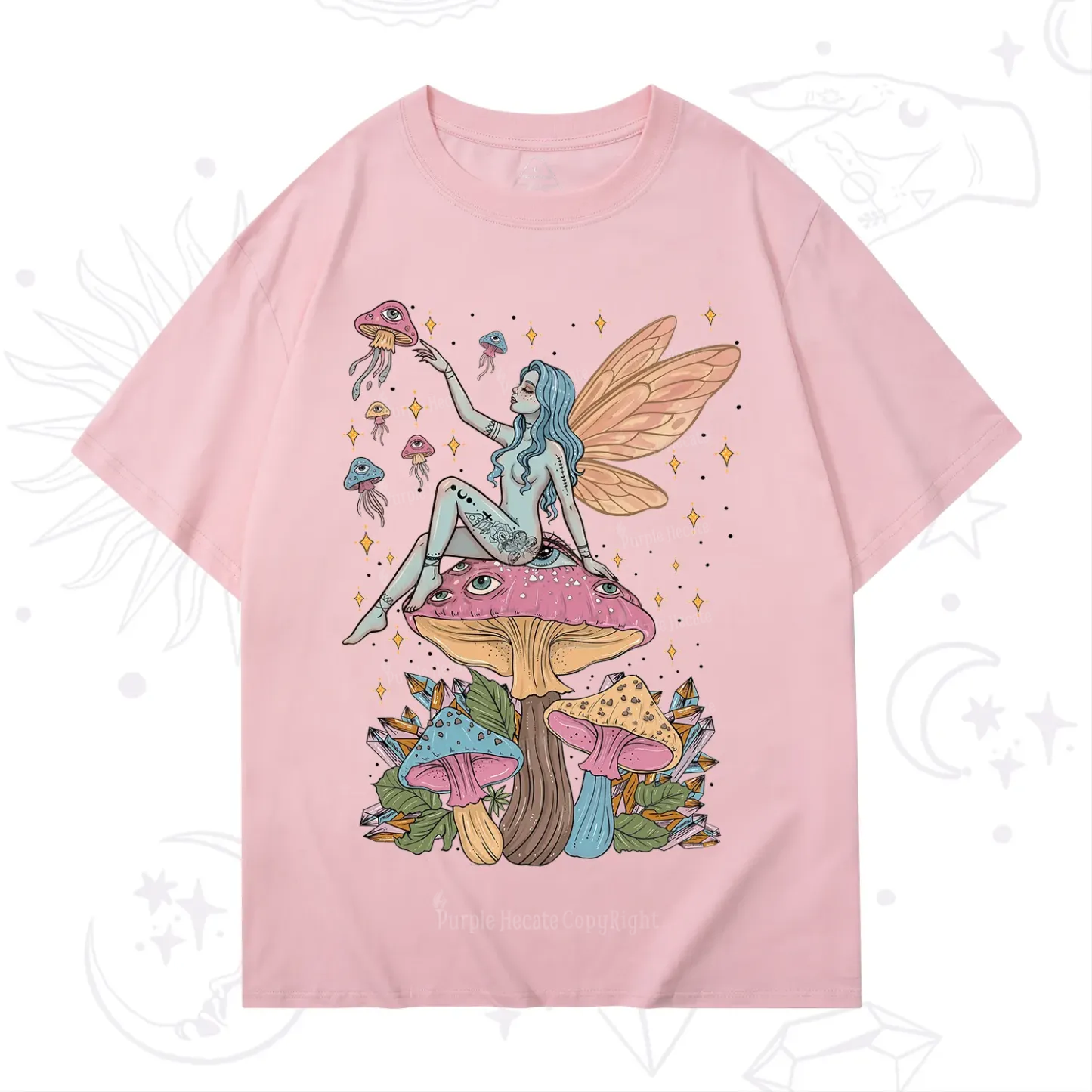 Purplehecate Celestial Fairy on Mushroom T-Shirt