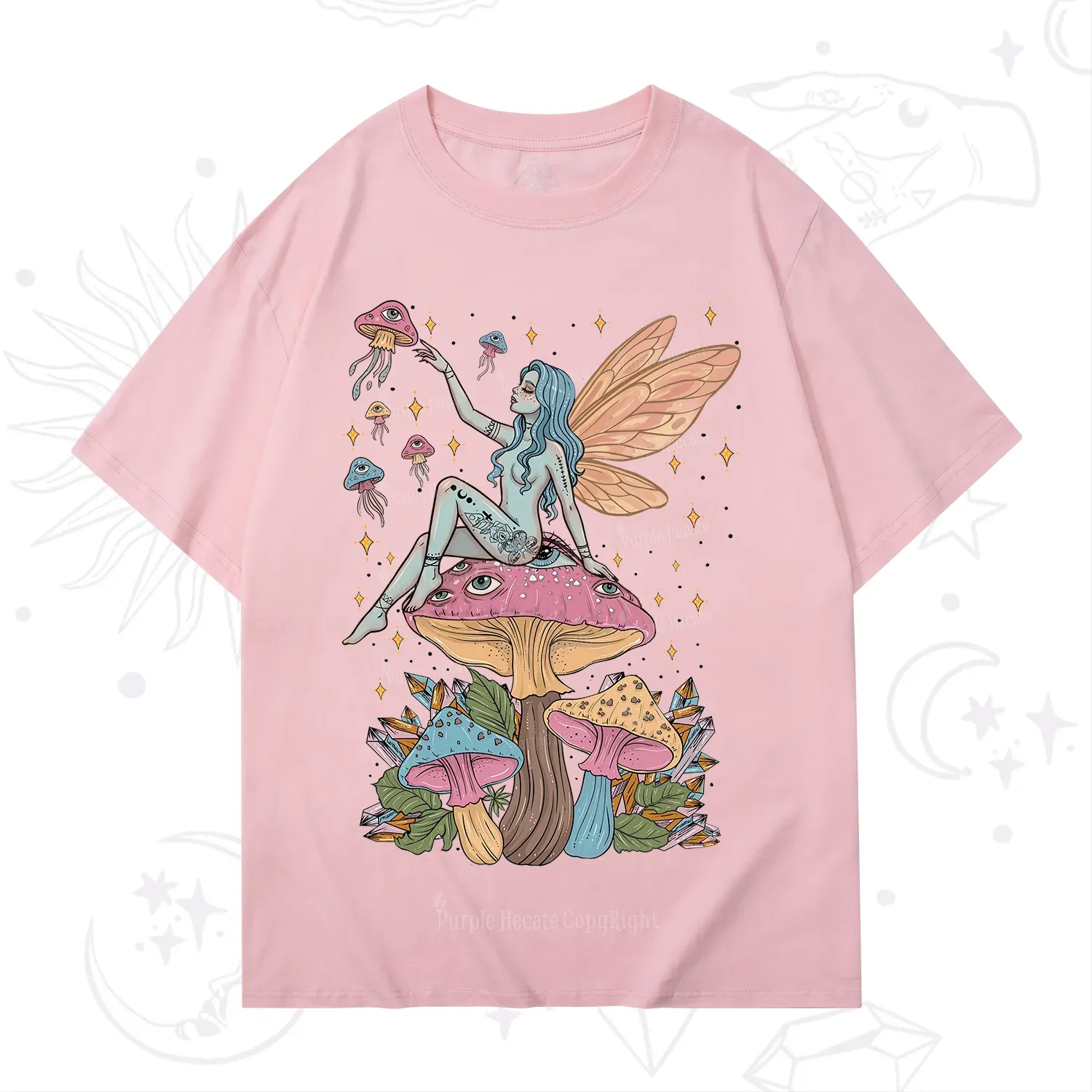 Purplehecate Celestial Fairy on Mushroom T-Shirt
