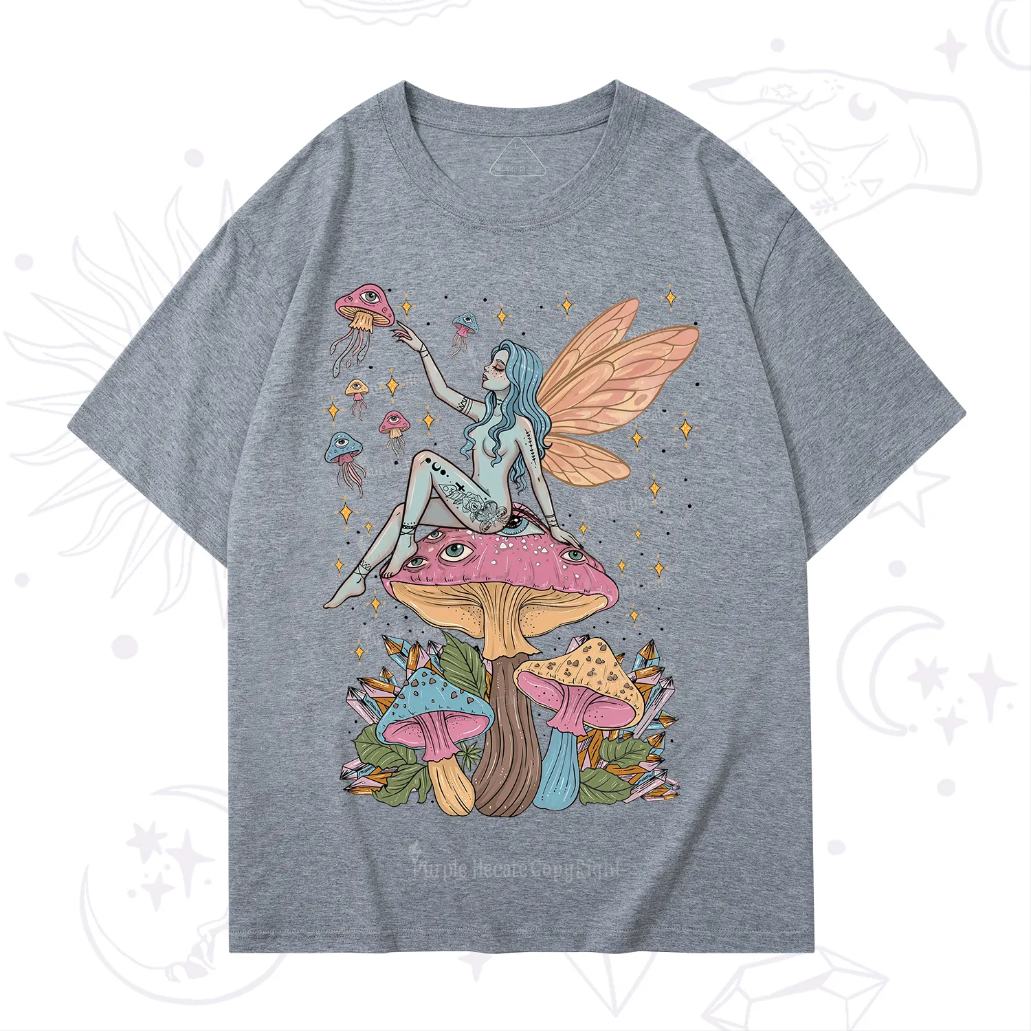 Purplehecate Celestial Fairy on Mushroom T-Shirt