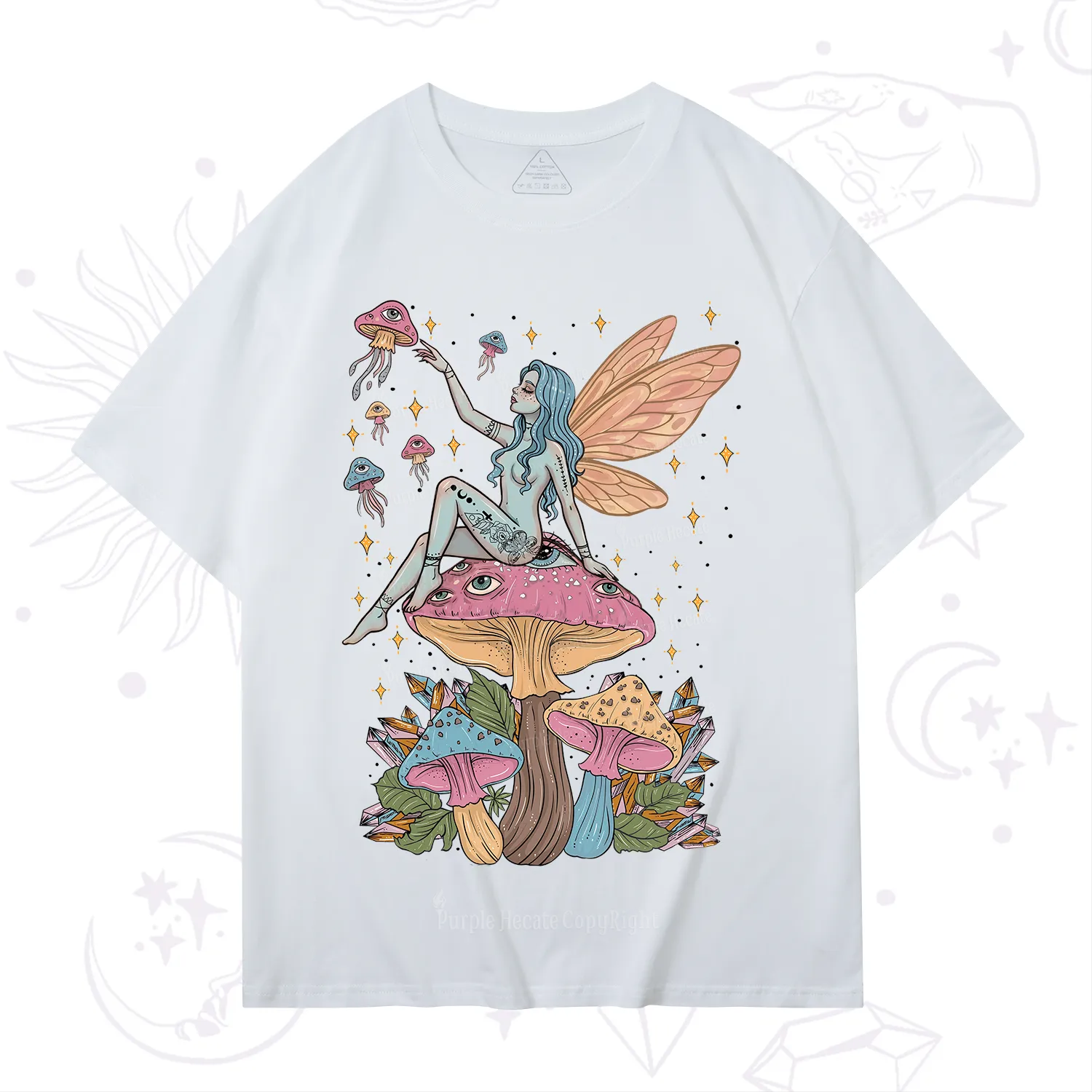Purplehecate Celestial Fairy on Mushroom T-Shirt