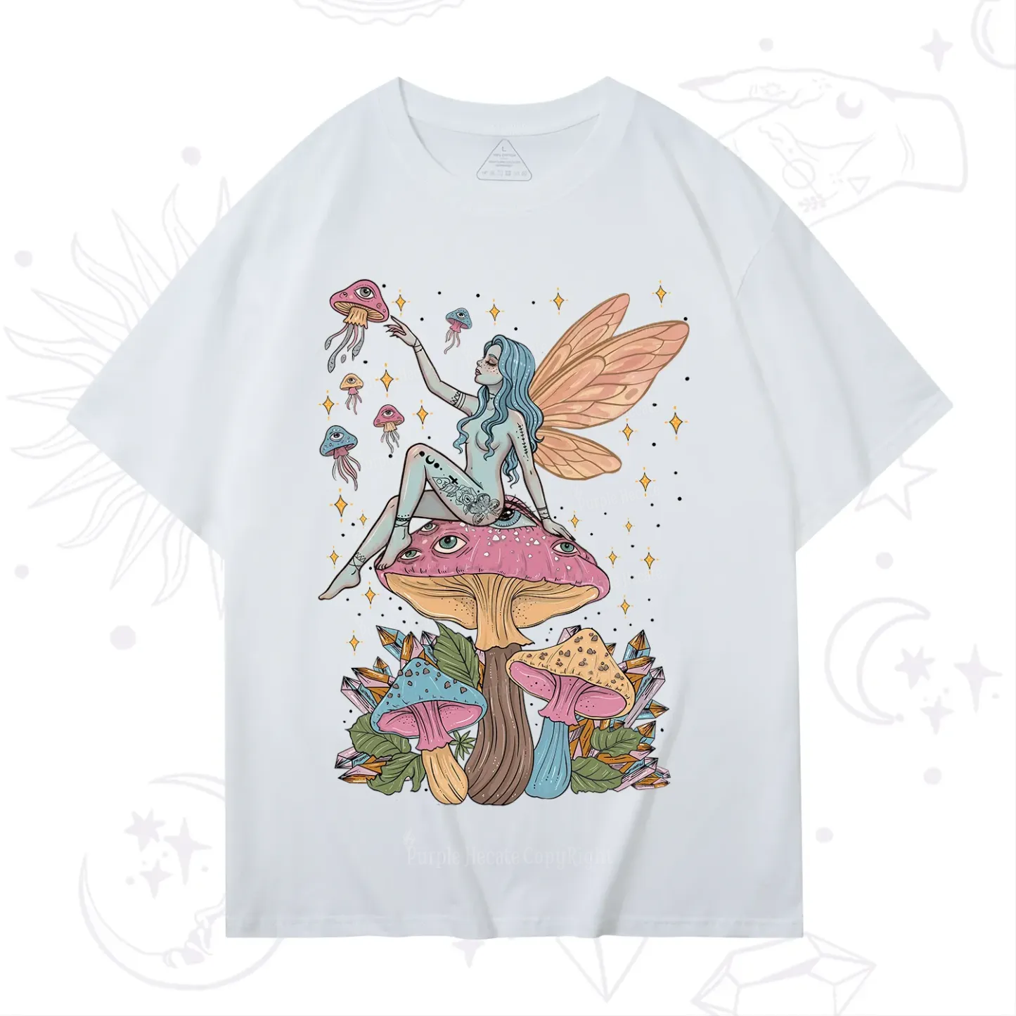 Purplehecate Celestial Fairy on Mushroom T-Shirt