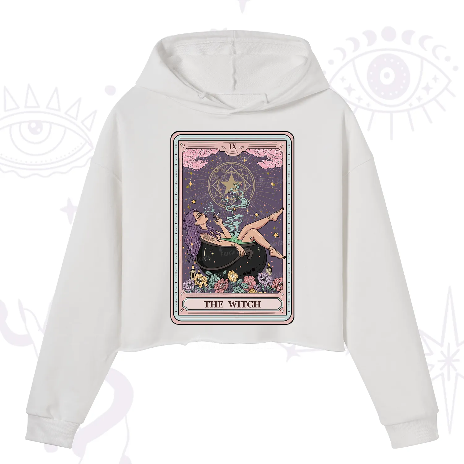 Purplehecate The Witch Tarot Card Crop Hoodie