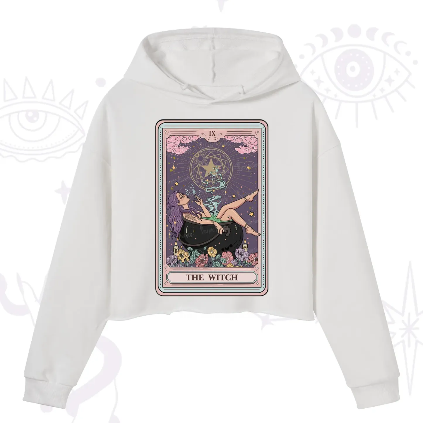 Purplehecate The Witch Tarot Card Crop Hoodie