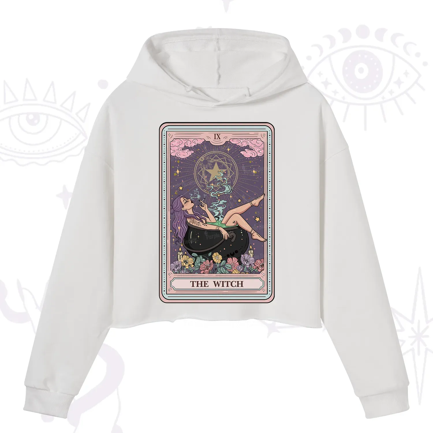 Purplehecate The Witch Tarot Card Crop Hoodie