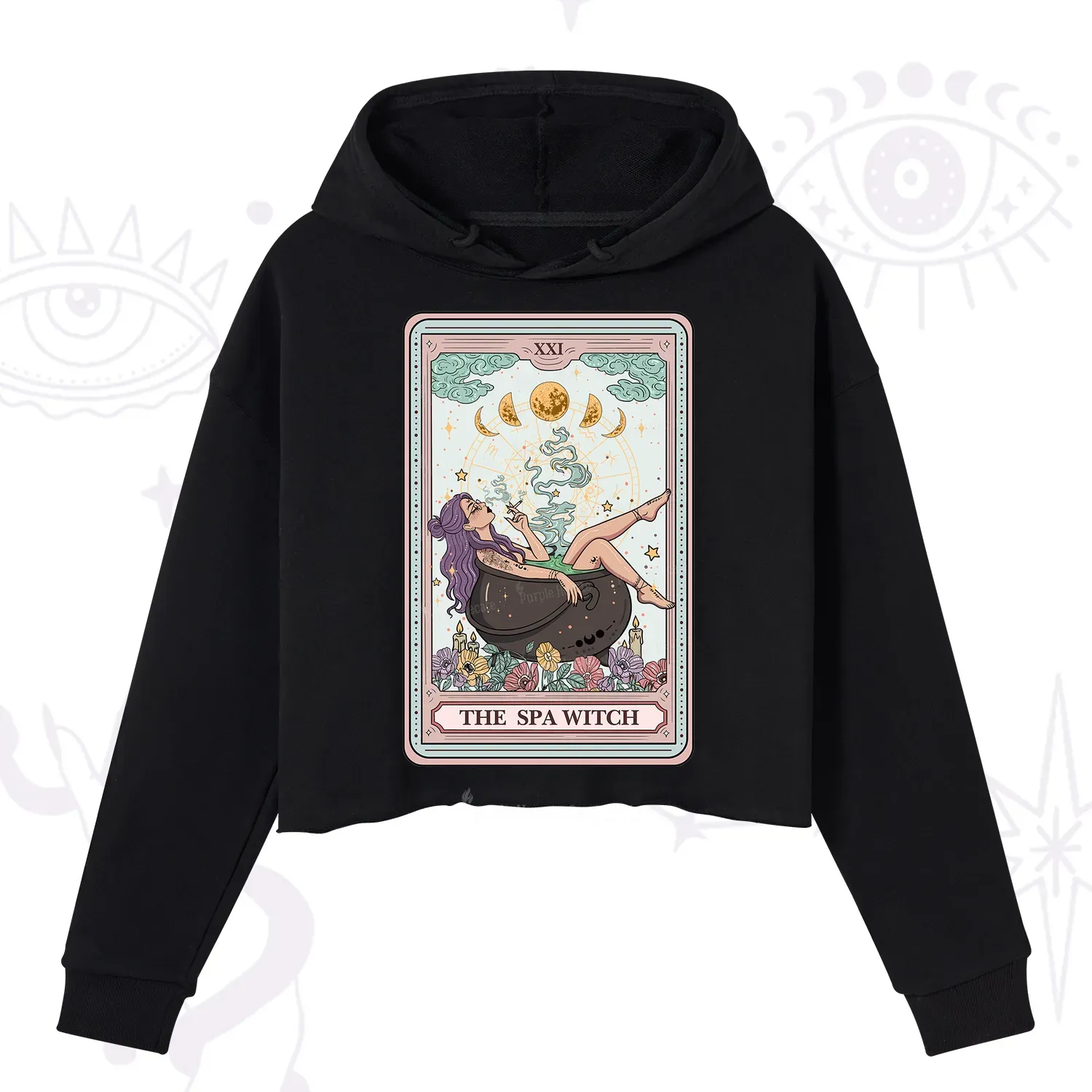 Purplehecate The Spa Witch Tarot Card Crop Hoodie