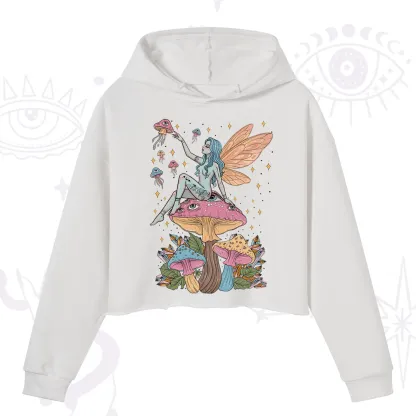 Purplehecate Celestial Fairy on Mushroom Crop Hoodie