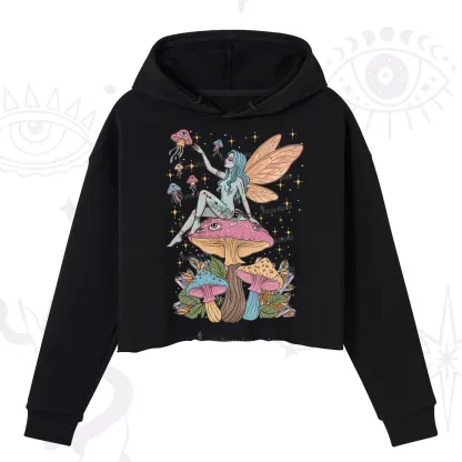Purplehecate Celestial Fairy on Mushroom Crop Hoodie