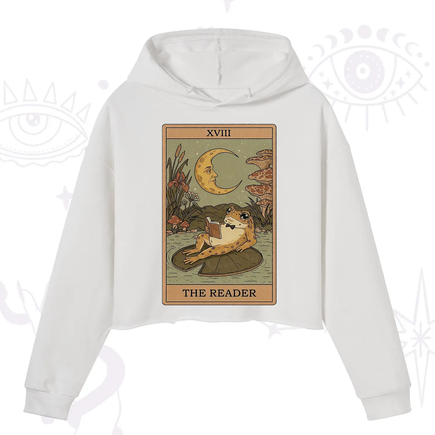 Purplehecate The Reader Frog Tarot Crop Hoodie