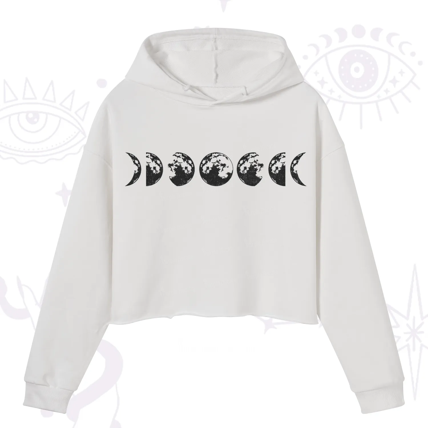 Purplehecate Moon Phases Crop Hoodie