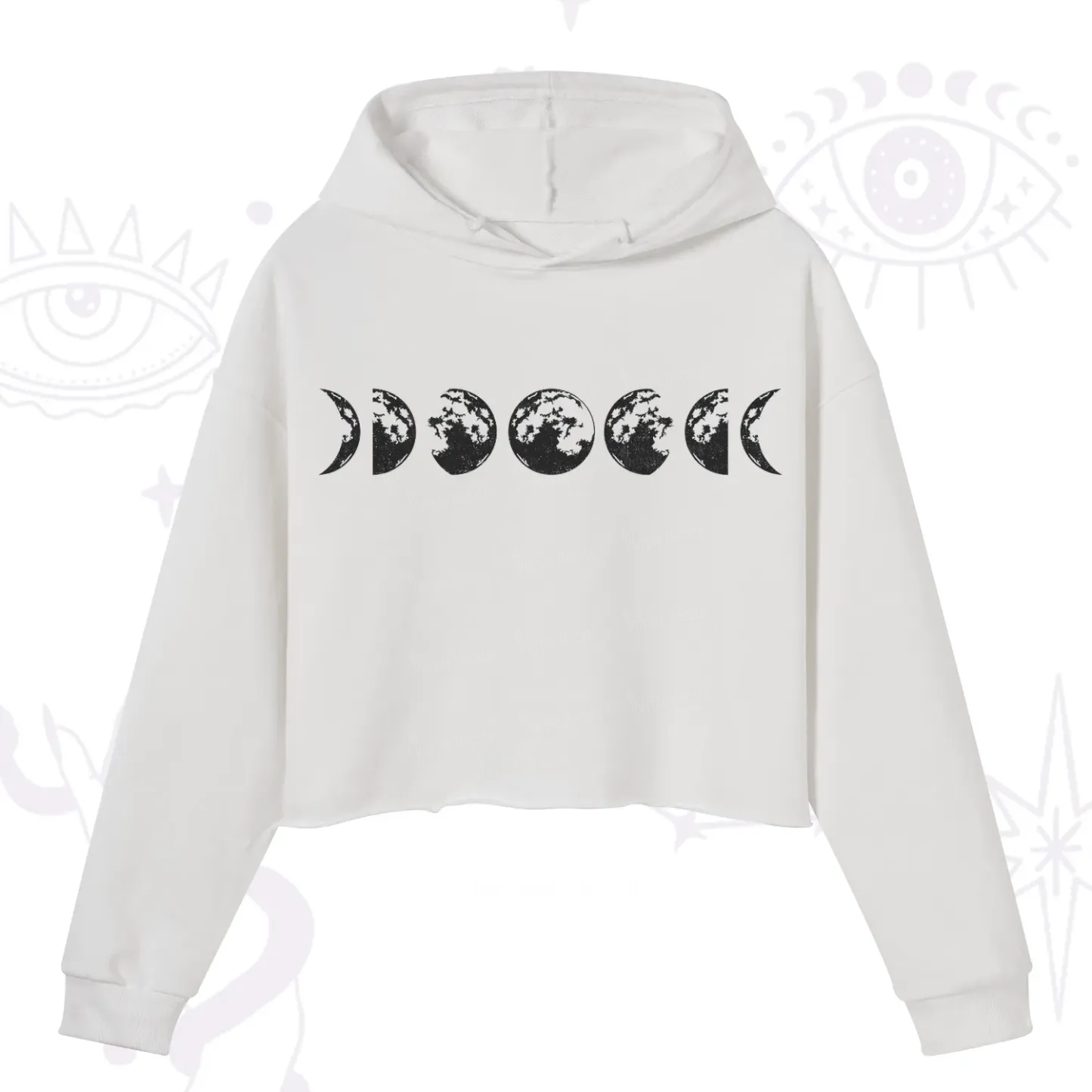 Purplehecate Moon Phases Crop Hoodie
