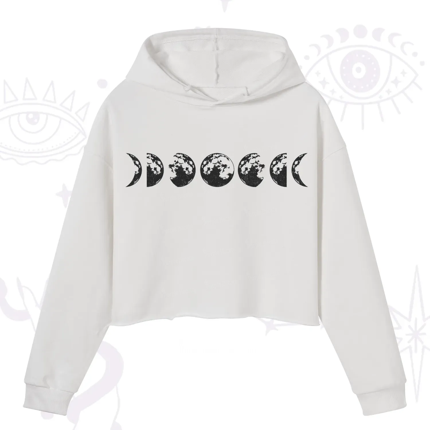 Purplehecate Moon Phases Crop Hoodie
