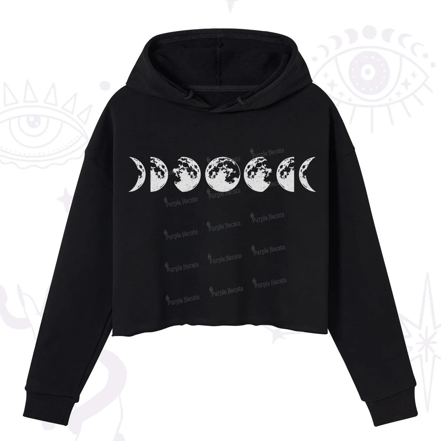 Purplehecate Moon Phases Crop Hoodie