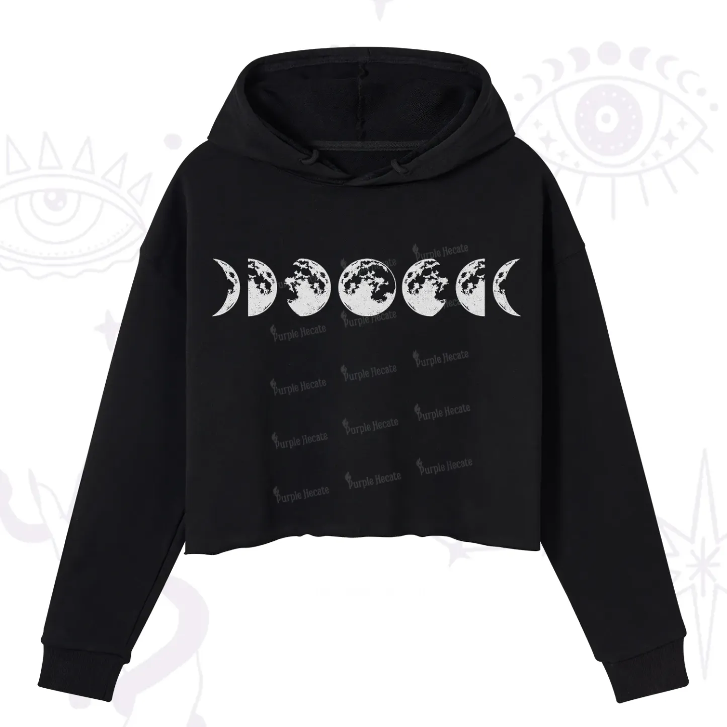 Purplehecate Moon Phases Crop Hoodie