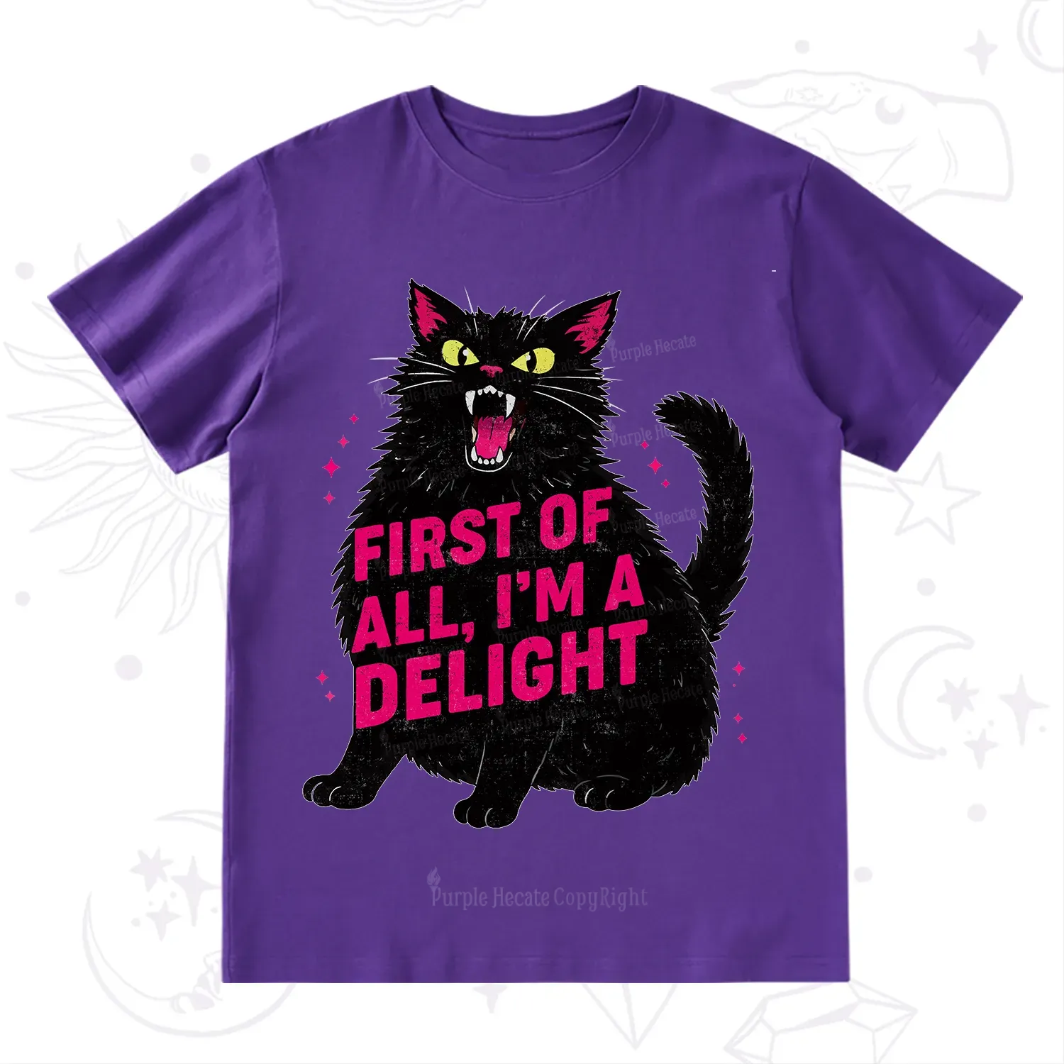 Purplehecate First Of All I'm A Delight Cat T-Shirt