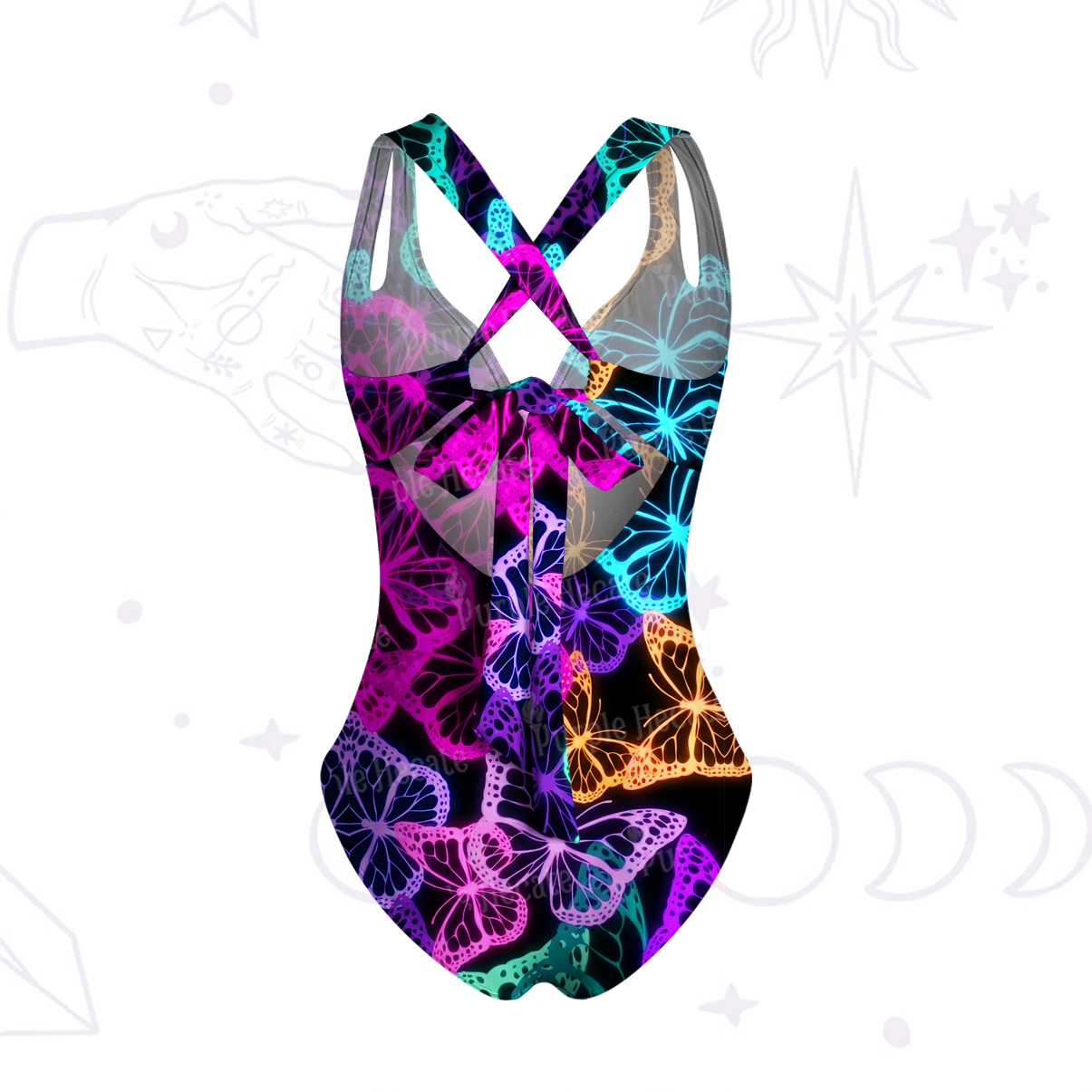 Purplehecate Neon Mystic Butterflies One-Piece Swimsuit