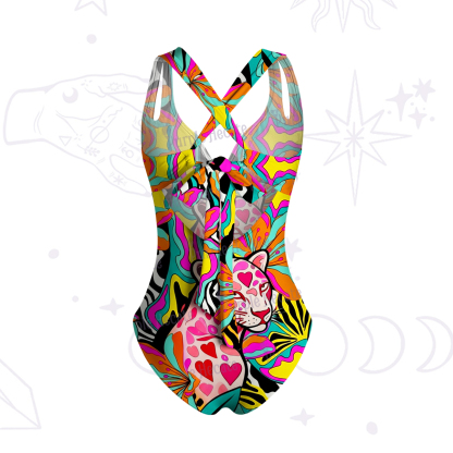 Purplehecate Psychedelic Wild Panther One-Piece Swimsuit