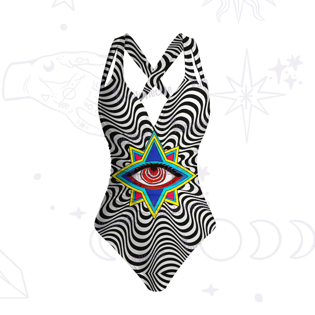 Purplehecate Psychedelic Eye Portal One-Piece Swimsuit
