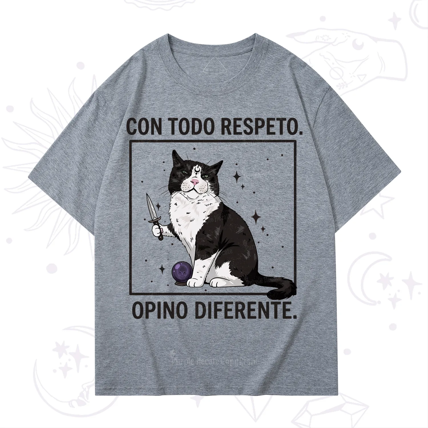 Purplehecate Funny Cat Con Todo Respeto Opino Diferente T-Shirt