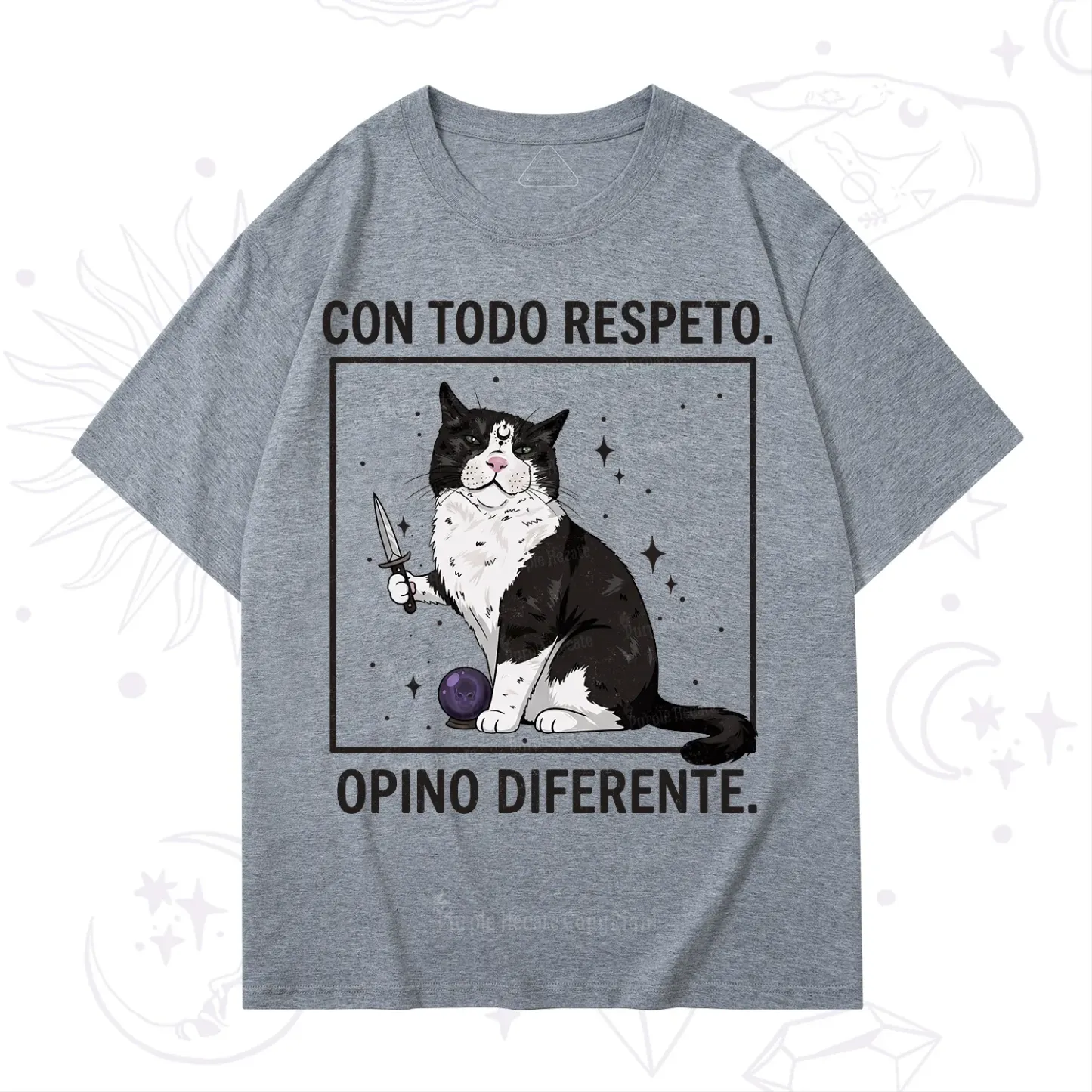 Purplehecate Funny Cat Con Todo Respeto Opino Diferente T-Shirt