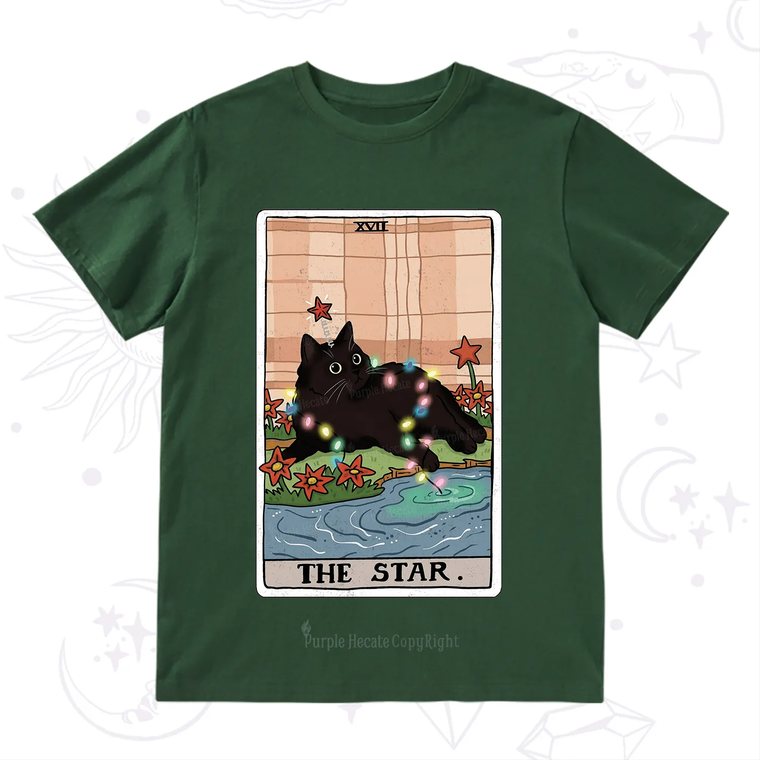 Purplehecate The Star Cat Tarot Card T-Shirt