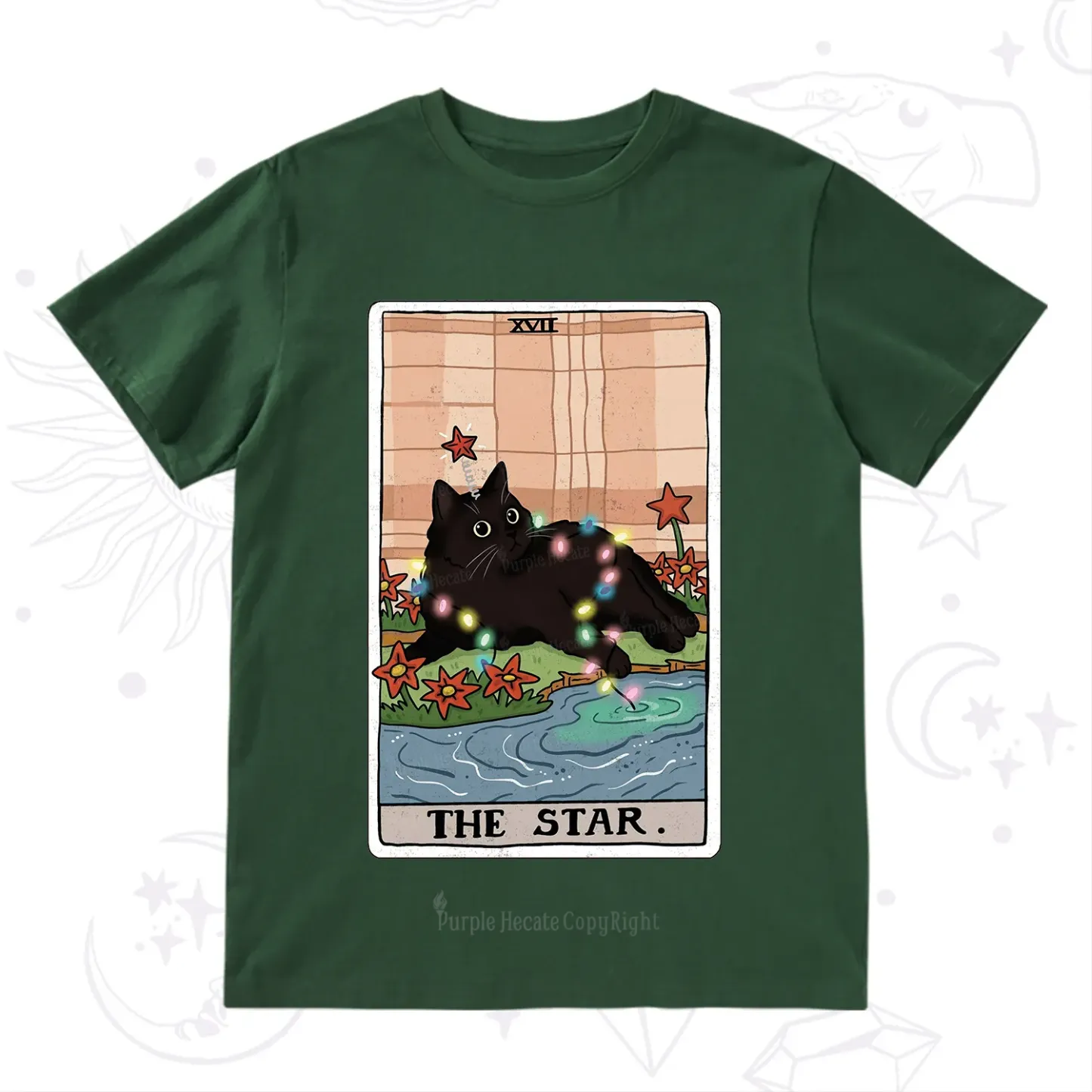 Purplehecate The Star Cat Tarot Card T-Shirt