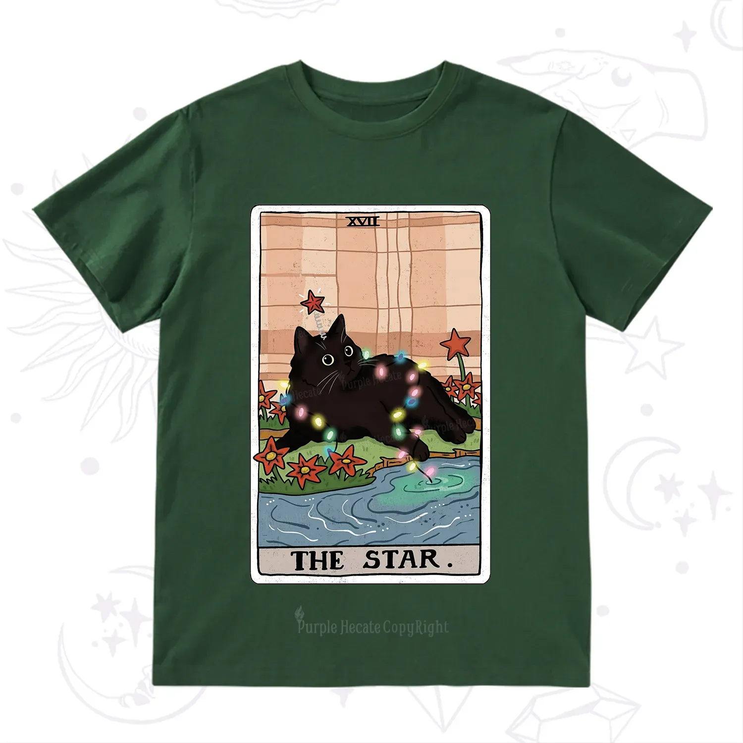 Purplehecate The Star Cat Tarot Card T-Shirt