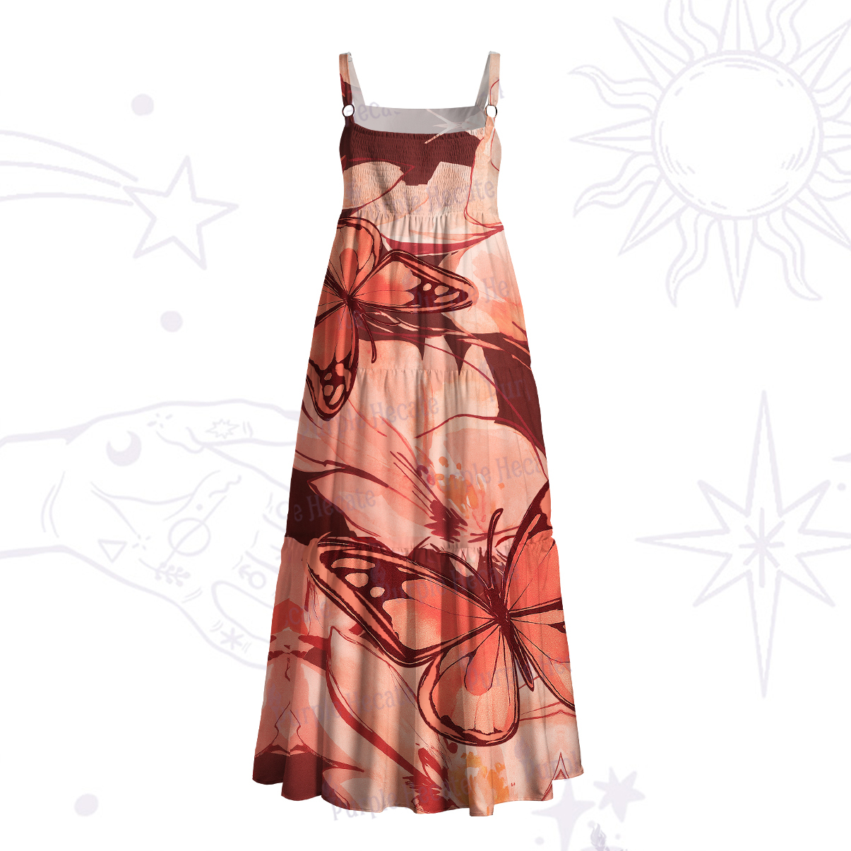 Purplehecate Metamorphosis Spell Wide Straps Maxi Dress