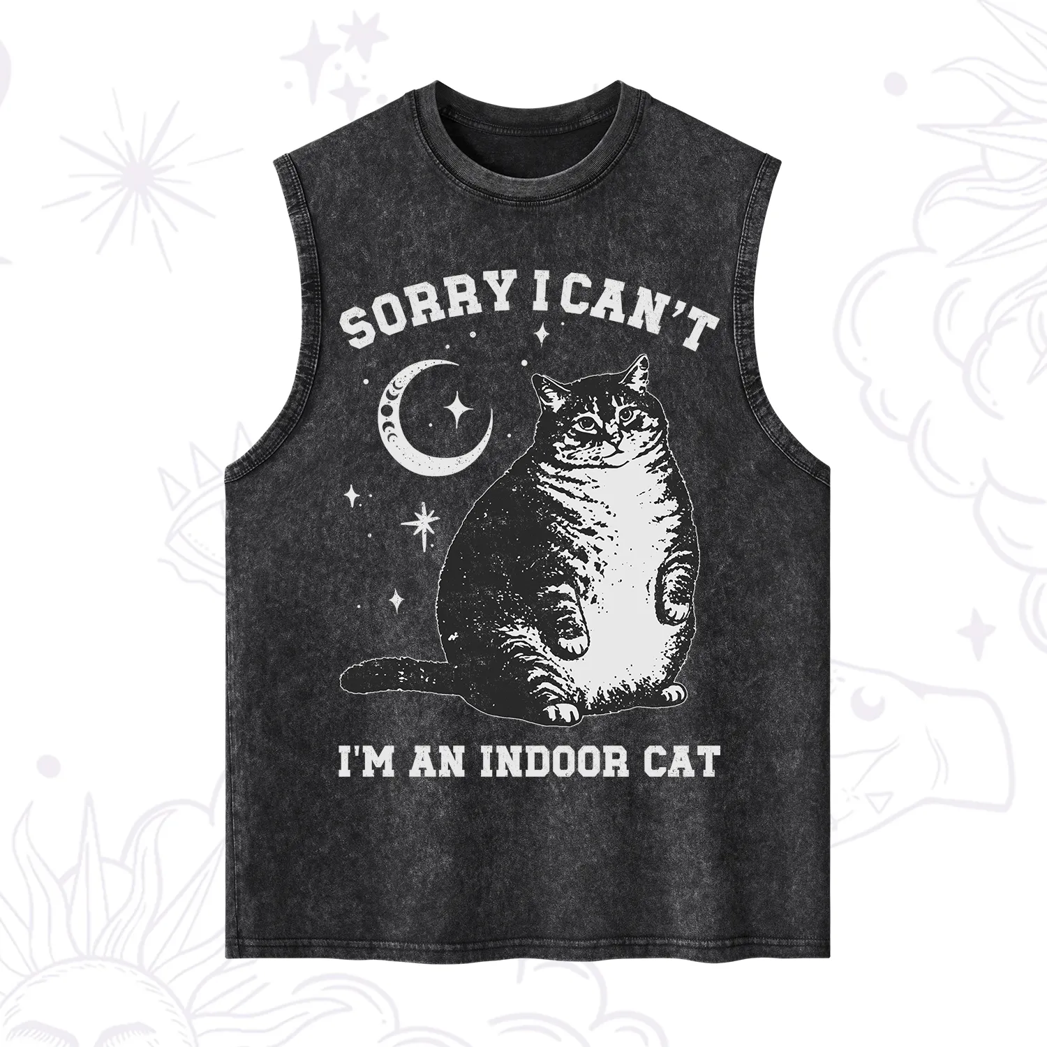 Purplehecate Sorry I Can't Go I'm an Indoor Cat Washed Tank