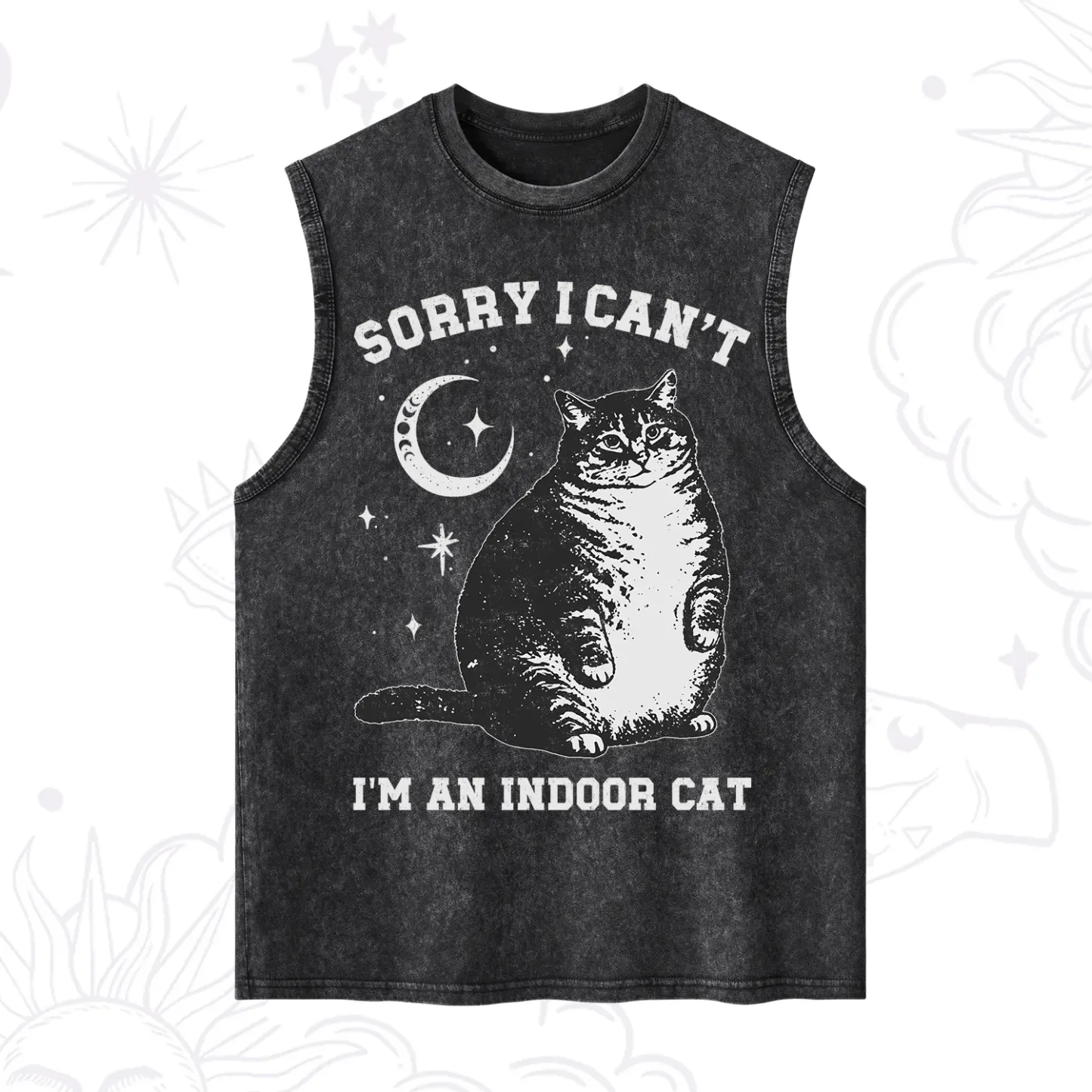 Purplehecate Sorry I Can't Go I'm an Indoor Cat Washed Tank