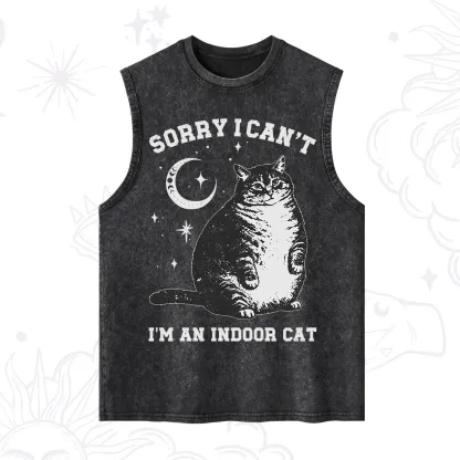 Purplehecate Sorry I Can't Go I'm an Indoor Cat Washed Tank