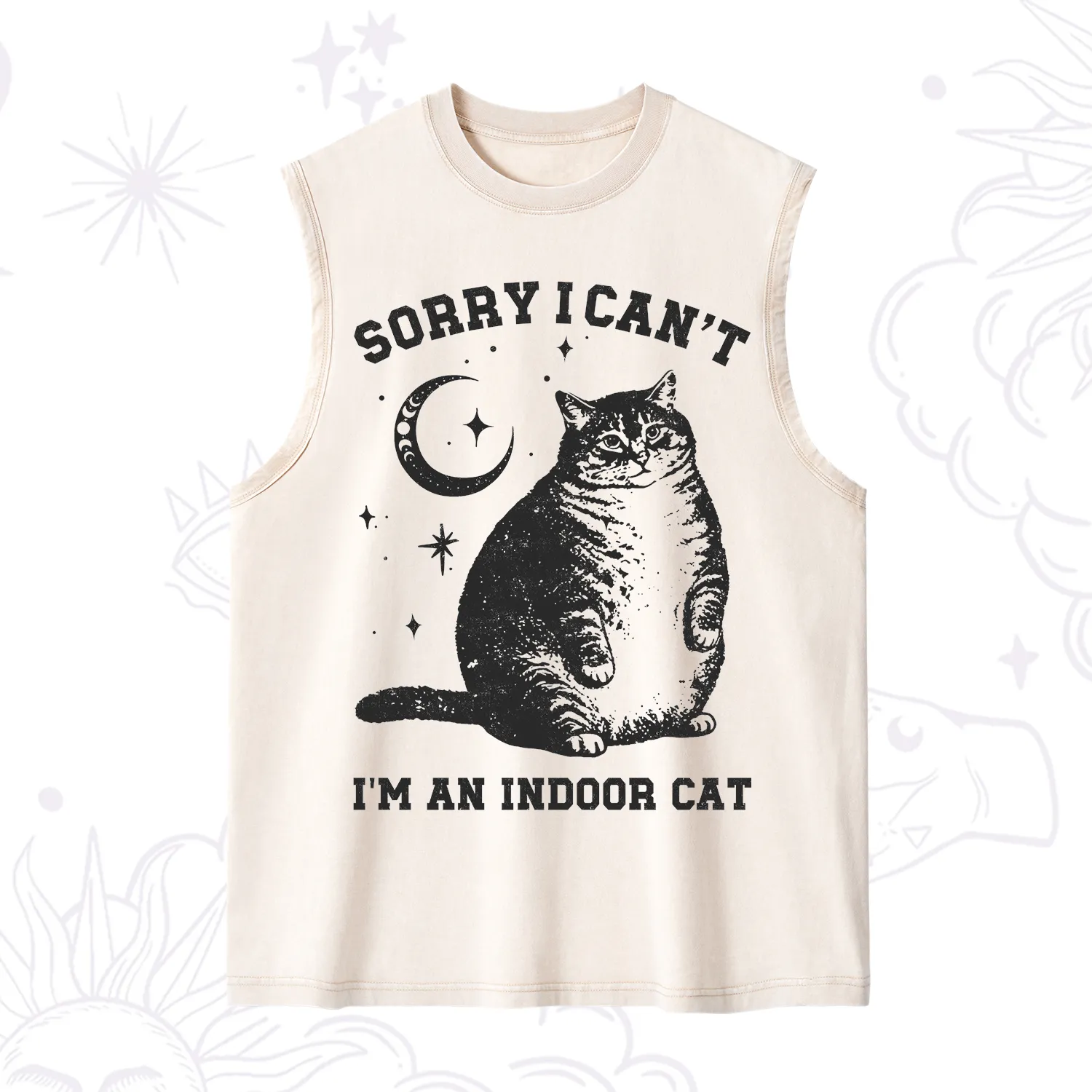 Purplehecate Sorry I Can't Go I'm an Indoor Cat Washed Tank