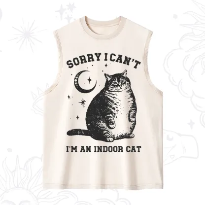 Purplehecate Sorry I Can't Go I'm an Indoor Cat Washed Tank