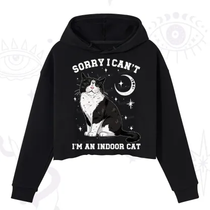 Purplehecate Sorry I Can't Go I'm an Indoor Cat Crop Hoodie