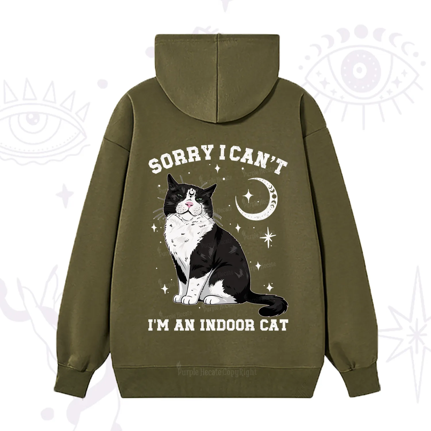 Purplehecate Sorry I Can't Go I'm an Indoor Cat Hoodie